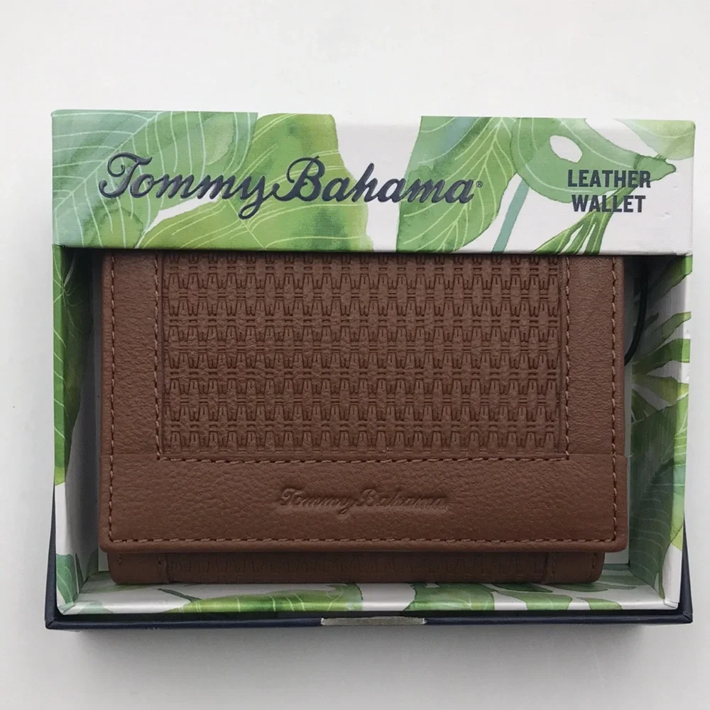 Tommy Bahama Basket Weave Leather Trifold Wallet